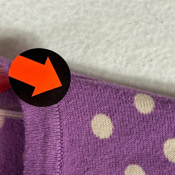 Boden Sweater Womens 10 Cardigan Button purple white polka dot casual everyday - Picture 9 of 11